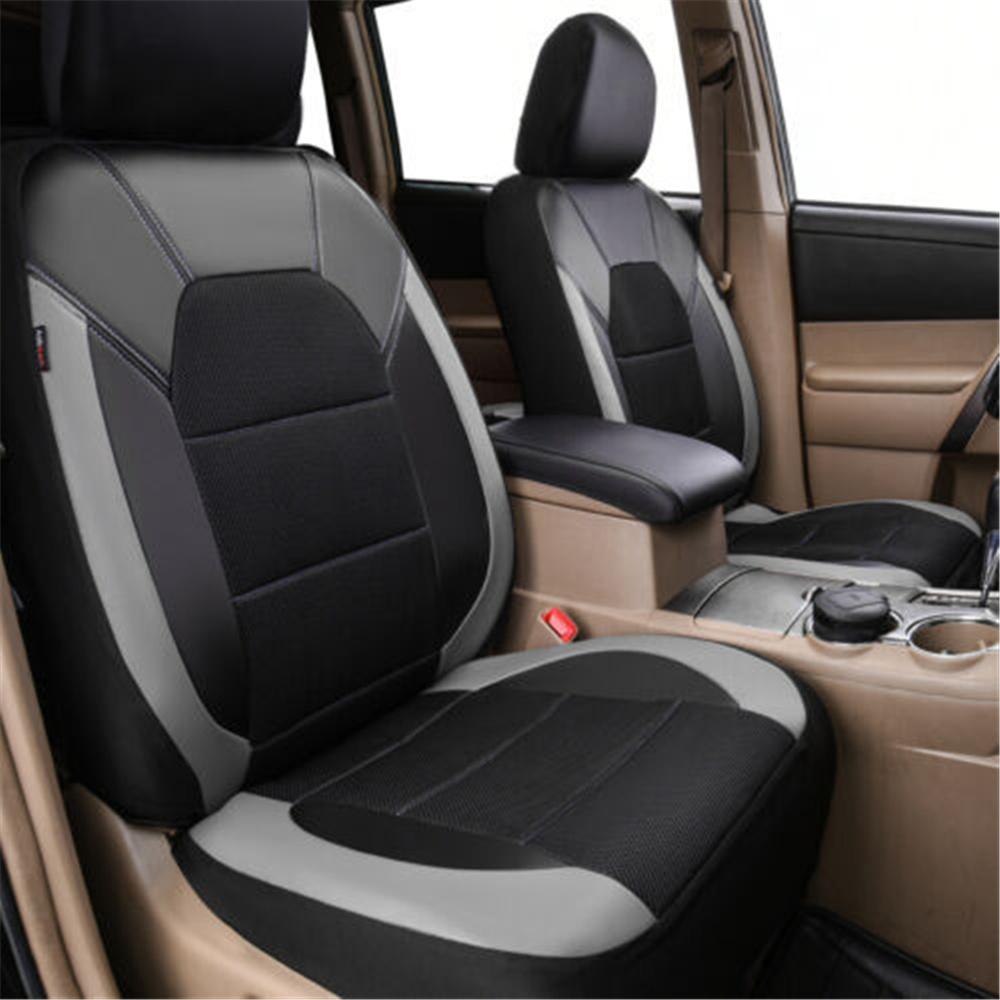Black PU LeatherCar Seat Covers Protector Front+Rear Cushions Full Set Universal
