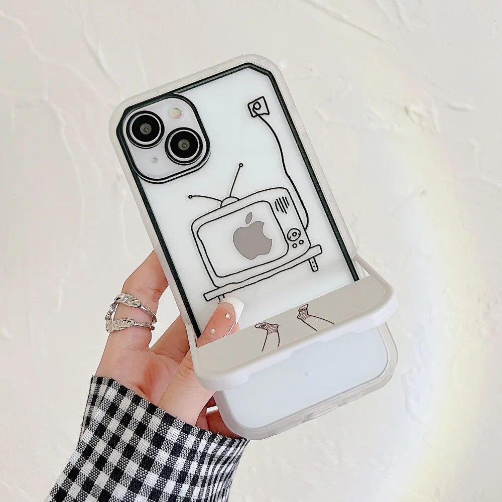 Neviditelný stojánek pouzdro na telefon pro iPhone 15 Pro Max pouzdro iPhone 11 14 12 13 Pro Max XR XS 7 8 Plus SE Měkký nárazuvzdorný kryt