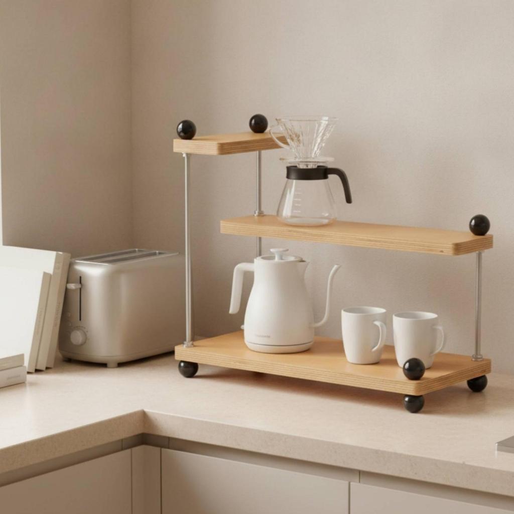 Desktop Storage Rack Staggered Shelves 3 Tier Shelf Wood Wooden Desk