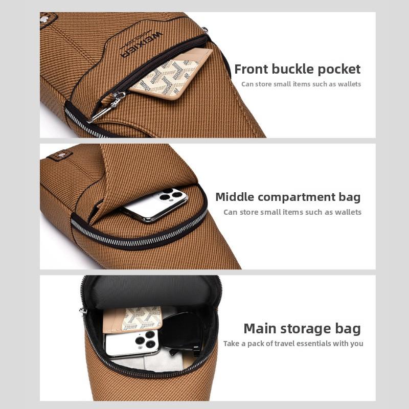 New Men's Fashion Crossbody Bag PU Leather Chest Bag, Handbag,Adjustable Shoulder Strap for Travel & Outdoor Activities