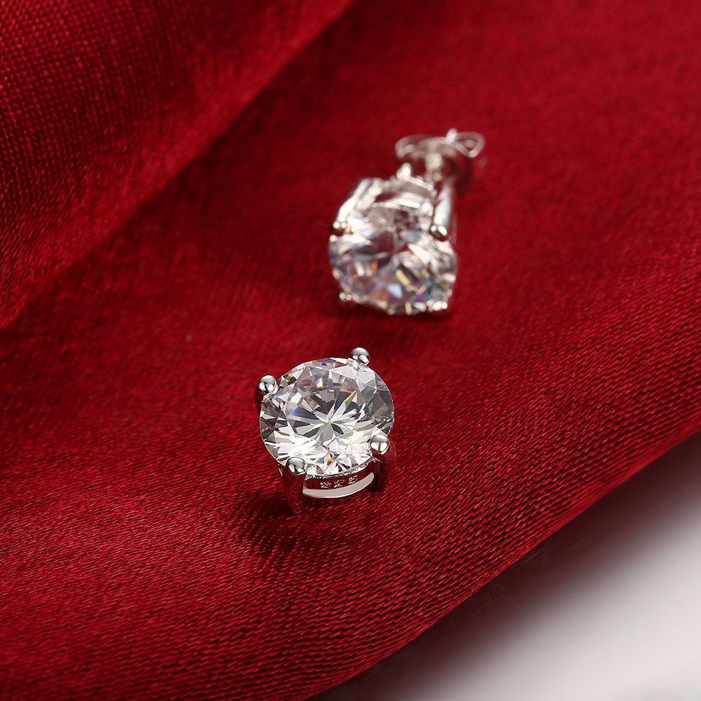 Copper Color 5mm Round Mosang Stone Stud Earrings For Women Wedding Engagement Jewelry For Bridal Shiny Zircon Earring