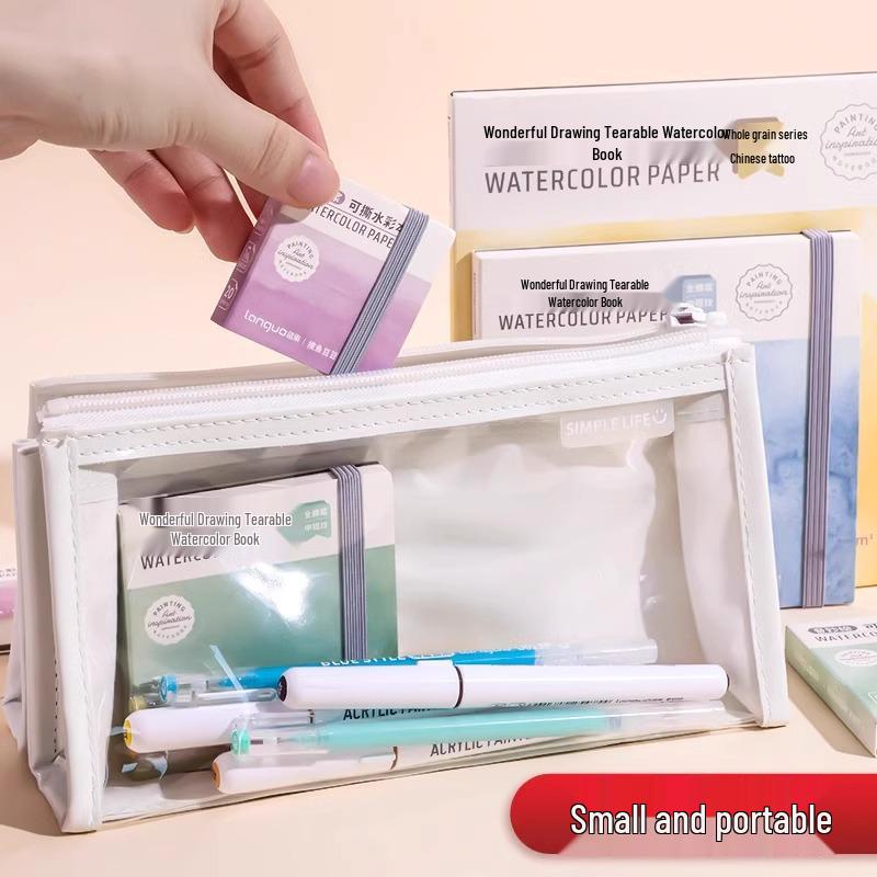 Carnet de schițe acuarelă Fructe Albastre: 300g Bumbac, Pagini Perforate, Colecție Pești, Caiet Gol