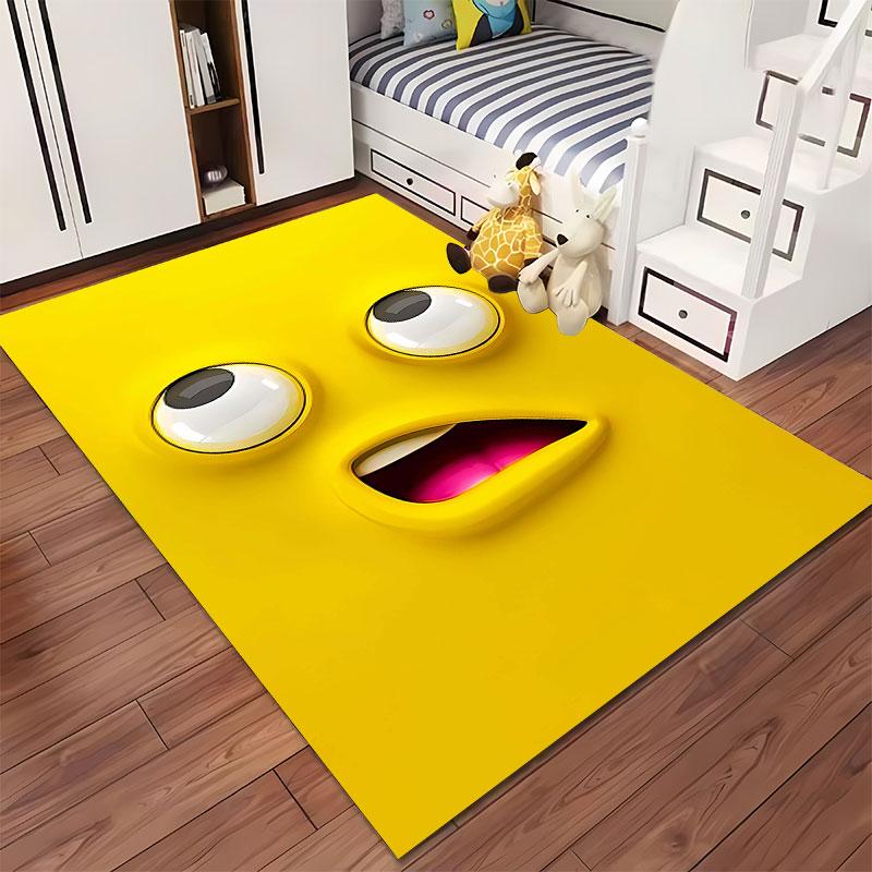 Yellow Cartoon Face Carpet suitable as a non-slip mat for the living room or bedroom sofa