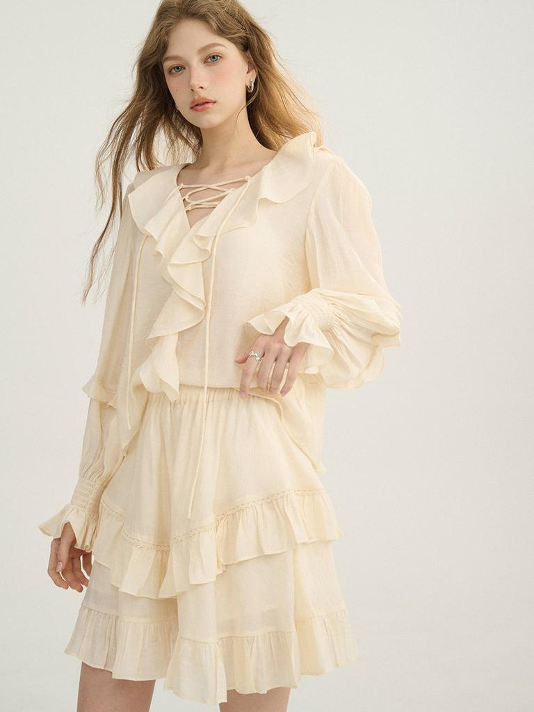 Sinseuden Milky Tiered Skirt