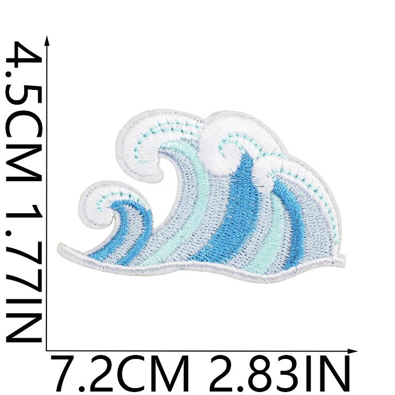 Wave Embroidery Cloth Sticker, Clothes Decoration Patch Sticker, Computer Embroidery Chapter Boy, Summer Surfing Sea Wave Embroidery Label