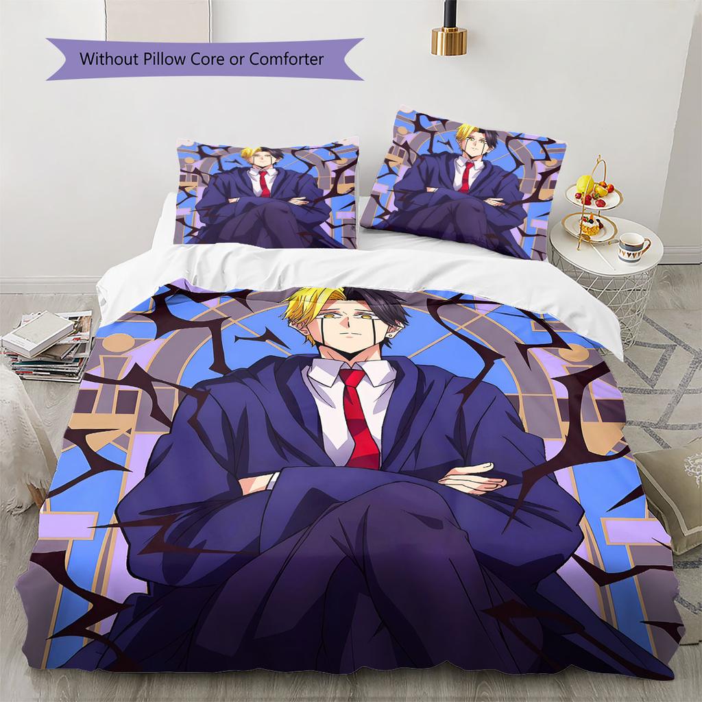 Mashle Pattern Bedding Quilt Set Quilt Cover Pillowcase Home Decoration Birthday Gift (1 * duvet cover + 2 * pillowcase, without core)