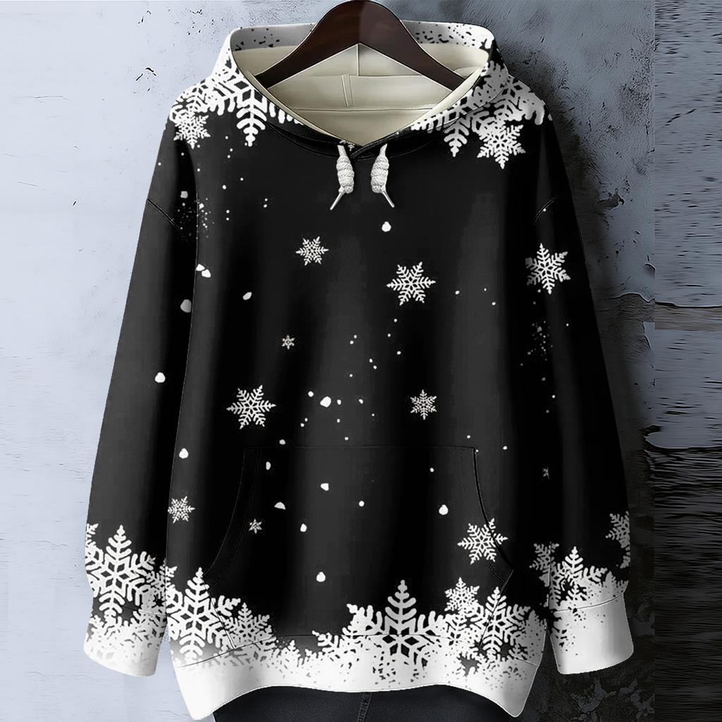 Women's Christmas Printed Loose Casual Long Sleeved Hooded Sweatshirt