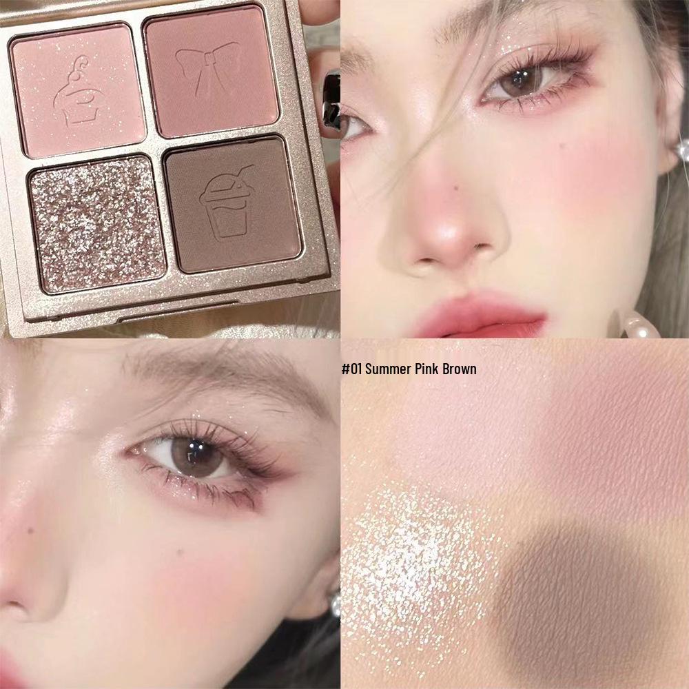 ArtValue Little Bear Knight 4-Color Eyeshadow Palette - Cartoon, Portable, Bold Shimmer & Matte Finish.