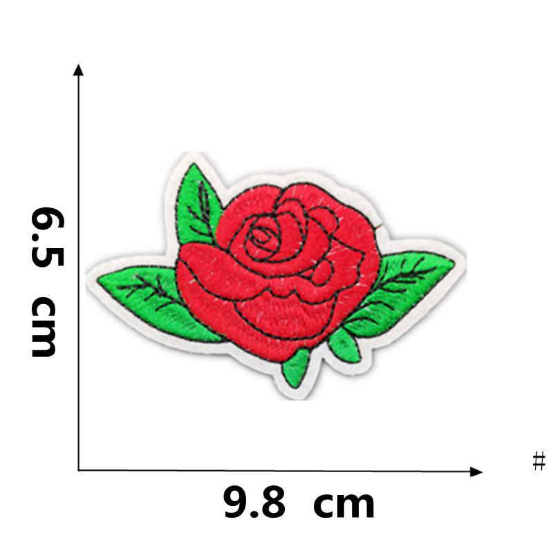 Rose Plum Blossom Embroidered Iron-On Fabric Patch for Clothing Decoration