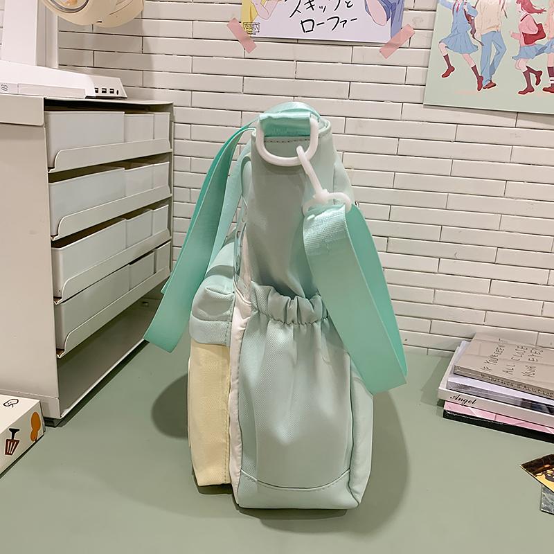 College Contrast Color Stitching Shoulder Bag Women's Lightweight Crossbody Bag Student Class Bag