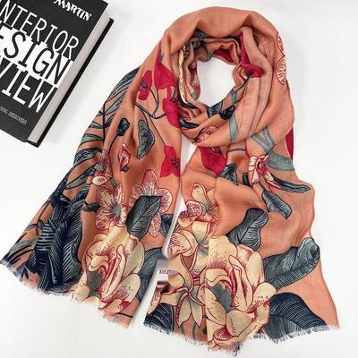 Farbblock Retro Floral Baumwolle Leinen Quasten Schal für Damen - Mittlere Dicke, Herbst/Winter Mode Schal