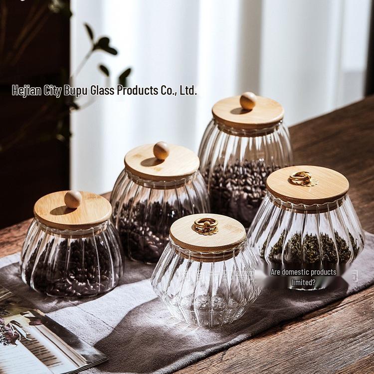 Striped High Borosilicate Glass Tea Jar for Kitchen