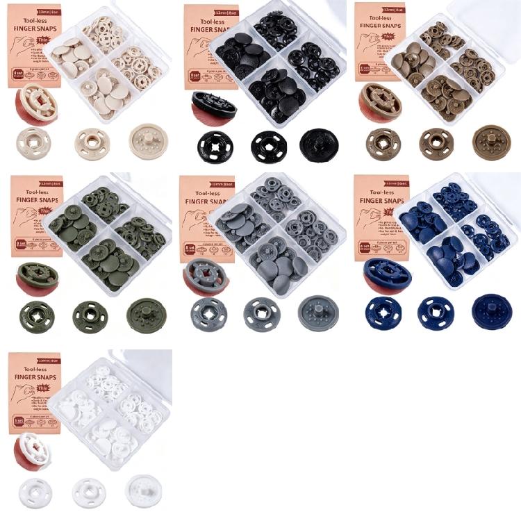 Open-and-Close Fabric Connectors, Four-Part ABS Plastic Garment Fasteners Clasps with Integrated Prongs for Alterations and Repairs
