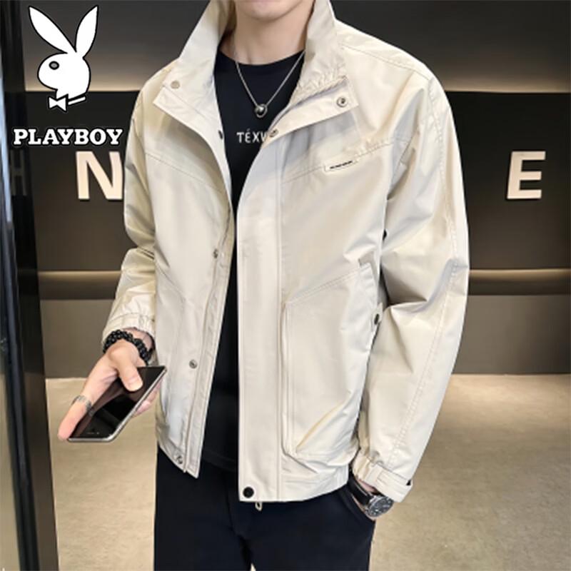 Playboy Men's Casual Stand Collar Windbreaker Jacket