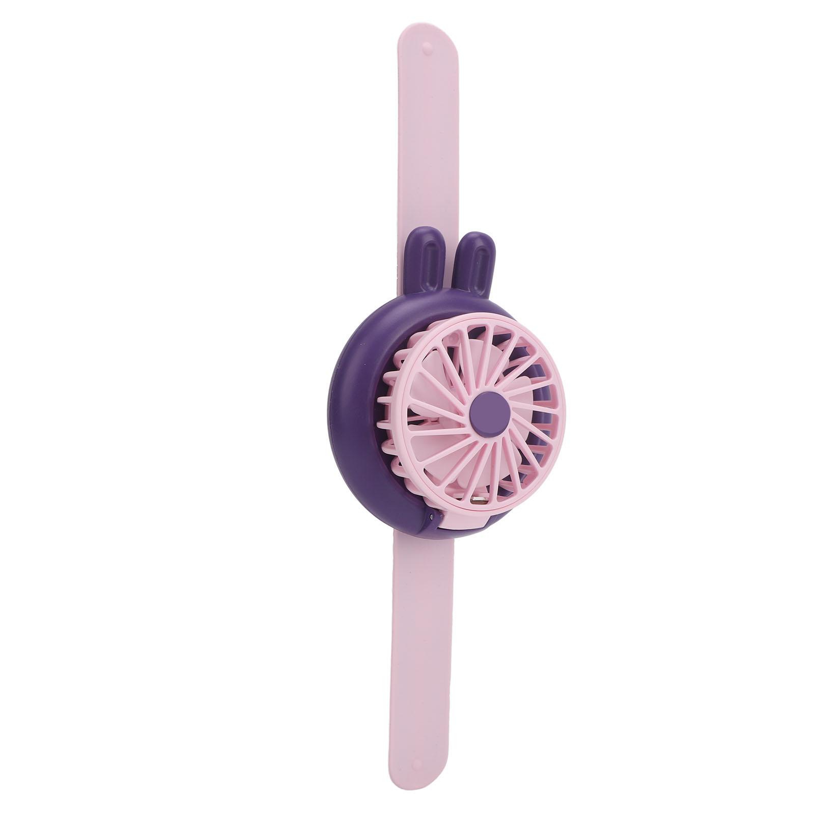 

Watch Fan Purple 3 Adjustable Wind Speeds USB Rechargeable Quiet Cute with Colorful Breathing Light