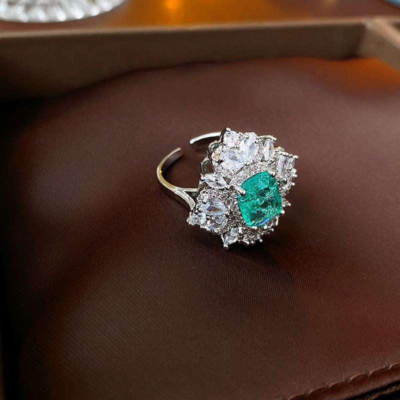 Zirconia Diamond Geometric Heart Open Ring - Fresh High-end Jewelry for Index Finger