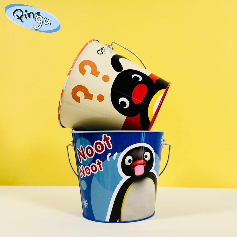 Zestaw kubek ze słomką i wiaderko na popcorn Pingu z pluszowym wisiorkiem Urocze pingwiny Naczynia do picia Kolekcjonerski Dekoracja na wystawę Prezent dla fanów