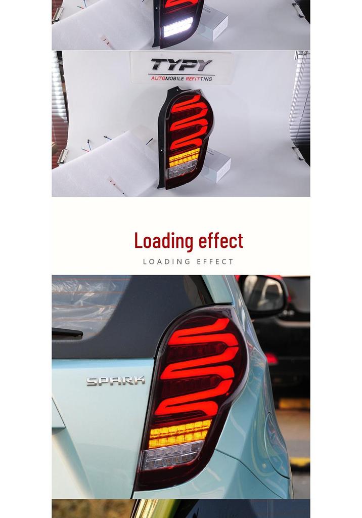 LED Rear Tail Light Assembly with Flowing Turn Signals for 2011-2014 Chevrolet Spark
