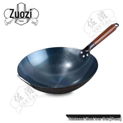 Zoz Wstępnie sezonowana patelnia Wok z żelaza o okrągłym dnie