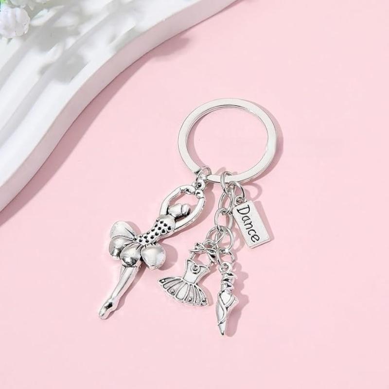 Elegant Ballet Dancer Keychain Charm Graceful Dancer Figure Dance Themed Accessory For Bags And Keys