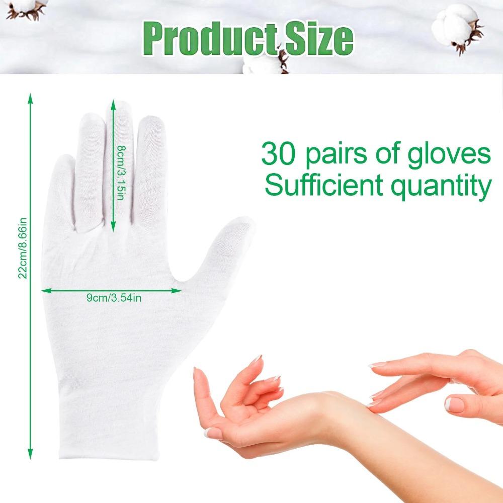 60 white pure cotton gloves, suitable for drying hands while sleeping, washable high-quality cotton gloves (XL)