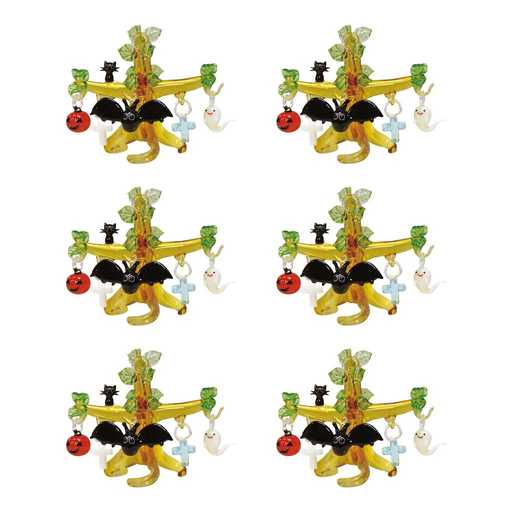 Fourcart Cute Handmade Glass Halloween Tree Set of 6