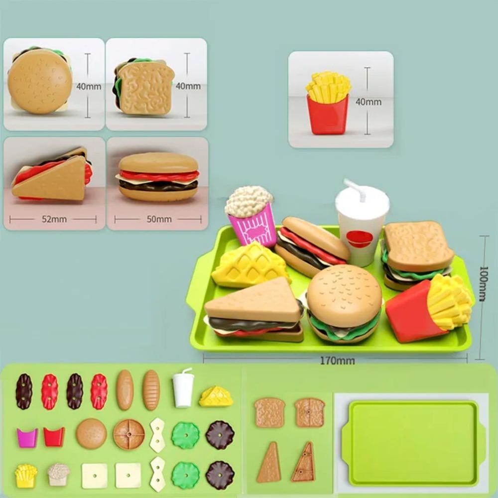 9 PCS Set Detachable Plastic Snack Hamburger Pretend Toy Kids Kitchen Play House Food Toy