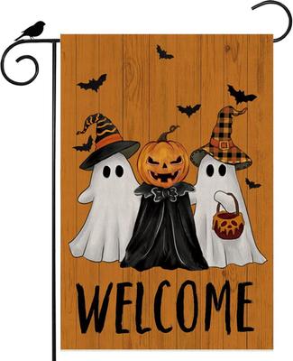 Welcome Halloween Spooky Pumpkin Ghost Garden Ag 12X18 Inch Double Sided Small EYY IIX SSL
