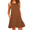 Women's Summer Casual Sleeveless Tank Dress, Solid Color Loose Round Neck Swing Mini Dress with Pockets Beach Vacation Daily Wear Dress