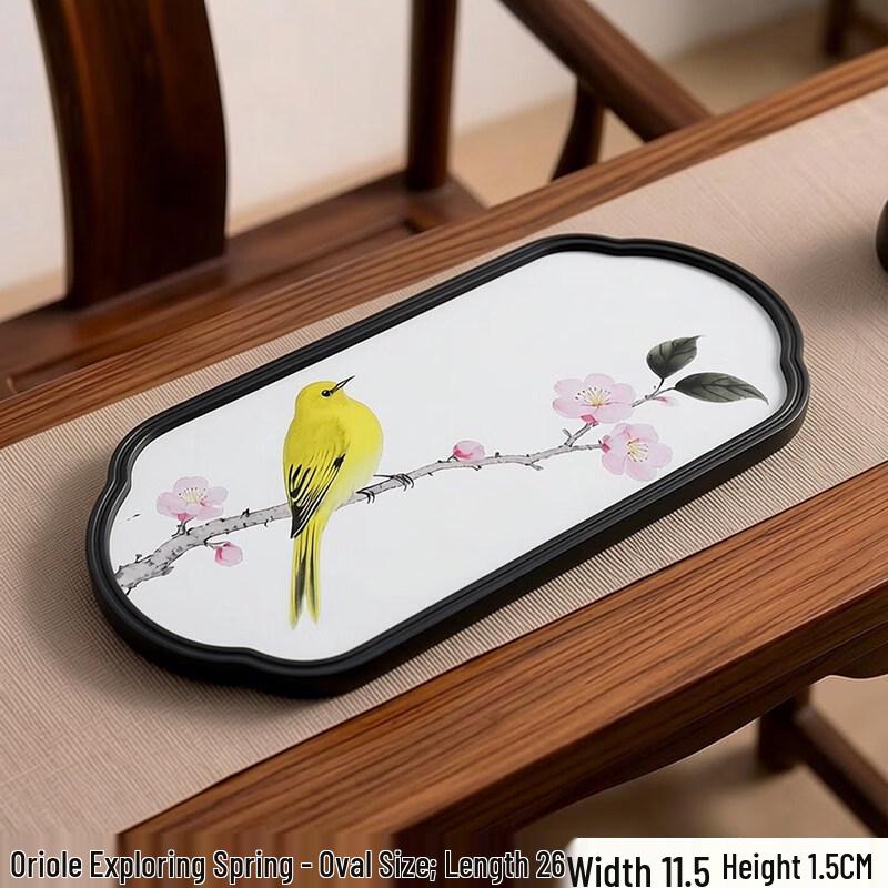 Chinese Style Oval Absorbent Ceramic Tea Tray