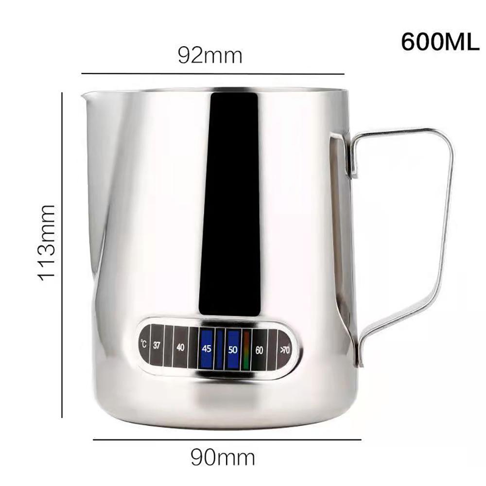 350/600ml/1000ml Milk Frothing Pitcher Coffee Mug Drinkware Temperature Display Stainless Steel Milk Frother Jug Cup for Latte