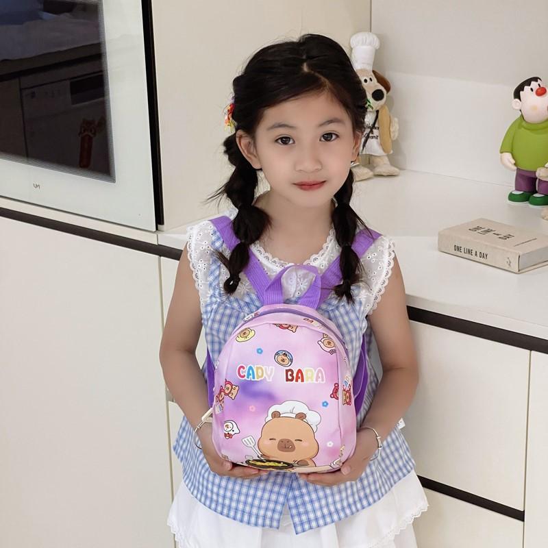 School Bag New Love Cartoon Plaid Lightweight and Versatile Children's Bag Going Out Snack Bag