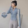 Damen Frühlings-Yoga-Bekleidung 2026: Dünne Fleece-Sportjacke mit Stehkragen, Reißverschluss, enganliegend für Laufen & Fitness.