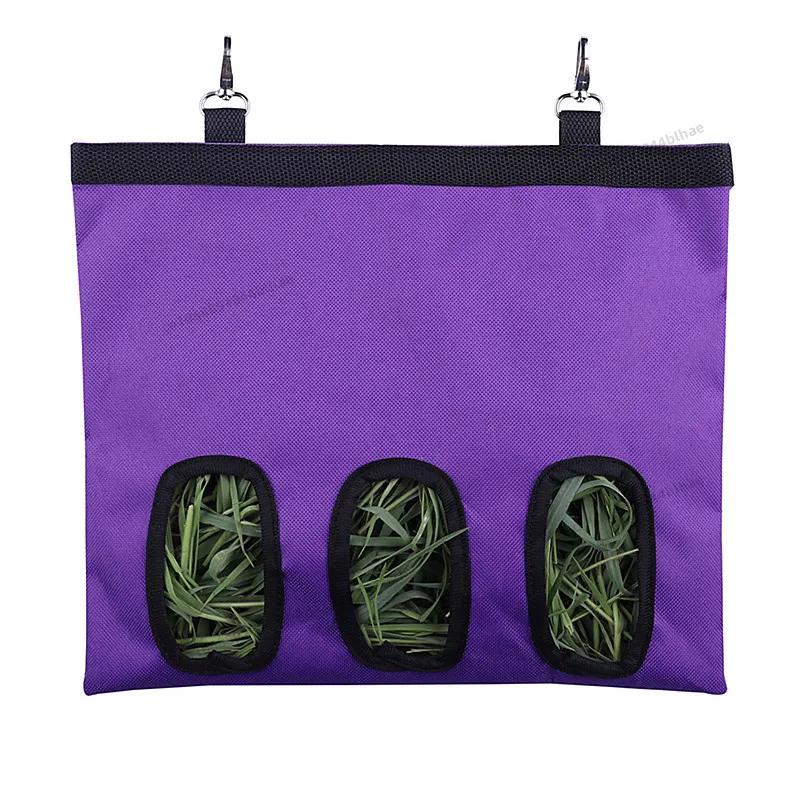 Hanging Feeding Bag Pet Hay Bag for Guinea Pigs Small Animal Feeder Rabbit 3 Holes Food Dispensers Bag Rack Cage Accessories