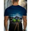 Großes Herren Sportwagen Muster 3D Gedrucktes Herren Rundhals Kurzarm T-Shirt Sommer Mode T-Shirt Lässig Bequem Vielseitiges Oberteil