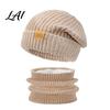 Comfortable Thermal Winter Gear Hat Neck Warmer Set Fleece Lined Knitted Hat Thickened Warm Stylish Gift for Her Knit And Scarf Women Cold