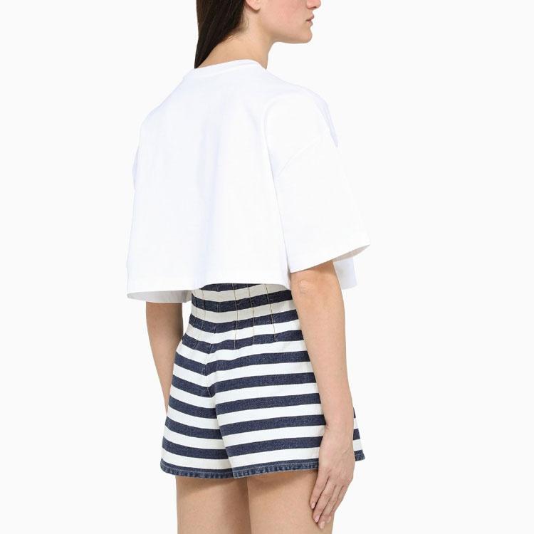 Prada SS22 Women's Logo Crew Neck T-Shirt White 3560A-10UP-F0009-S-212
