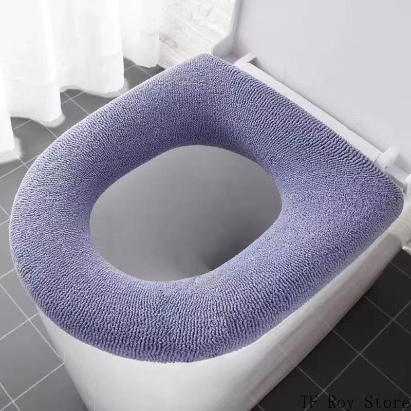 Pure Color Toilet Seat Cushion Pad Universal Soft Warm Washable Toilet Seat Cover Closestool Mat Bathroom Toilet Accessories