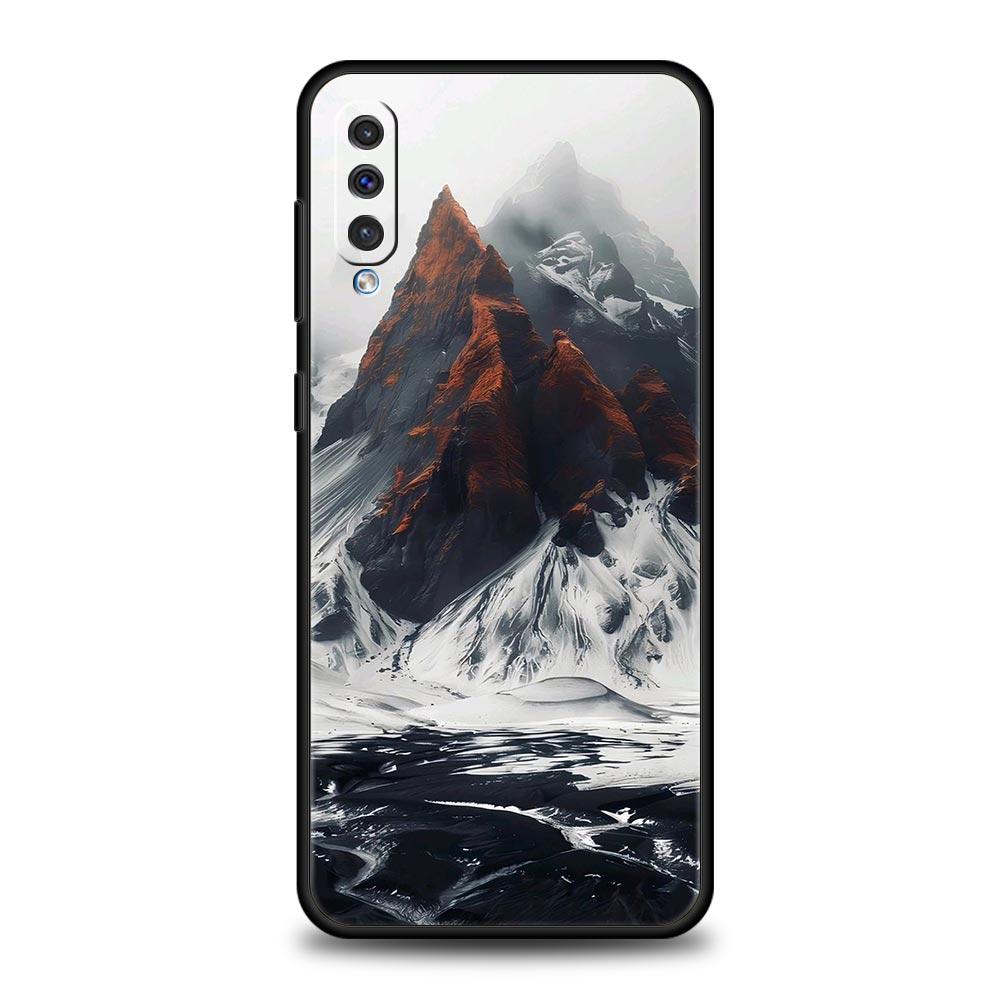 Black Mountain Peak Phone Case for Samsung Galaxy A56 A36 A26 A16 A34 A24 A42 A22 A20 A12 A40 A30 A10 5G Soft TPU Cover Shell