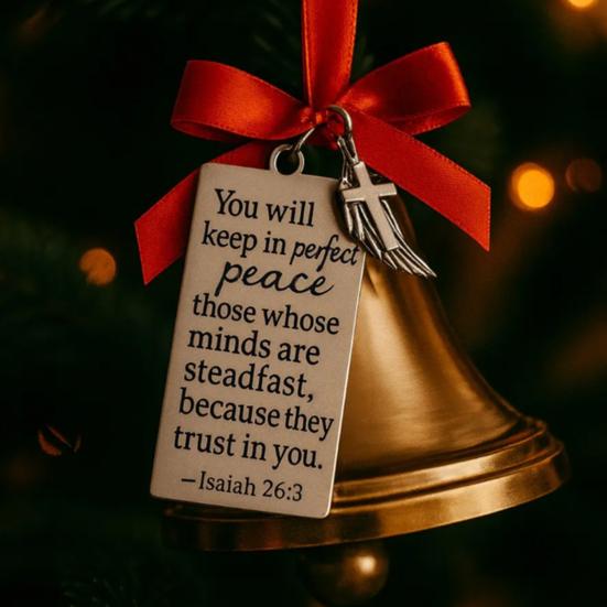 Bible Verses Scripture Christmas Bell Ornament Metal Golden Bell Christmas Tree Decoration Inspirational Bible Verse Bell Religious Ornament