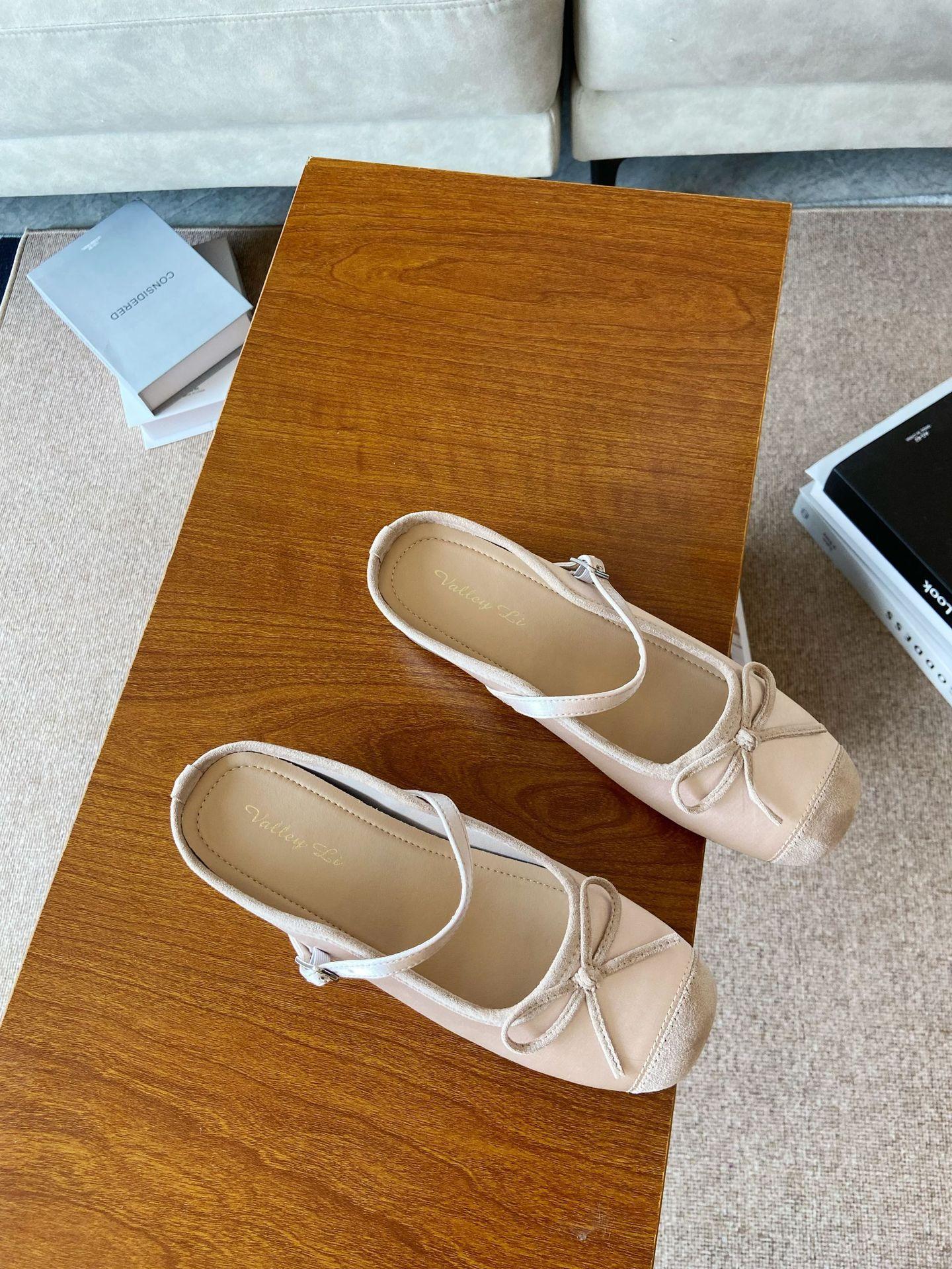 

Fairy style bow Mary Jane half slippers outer wear inner heightening sandals spring and summer with skirt muffin bag head slippers 39