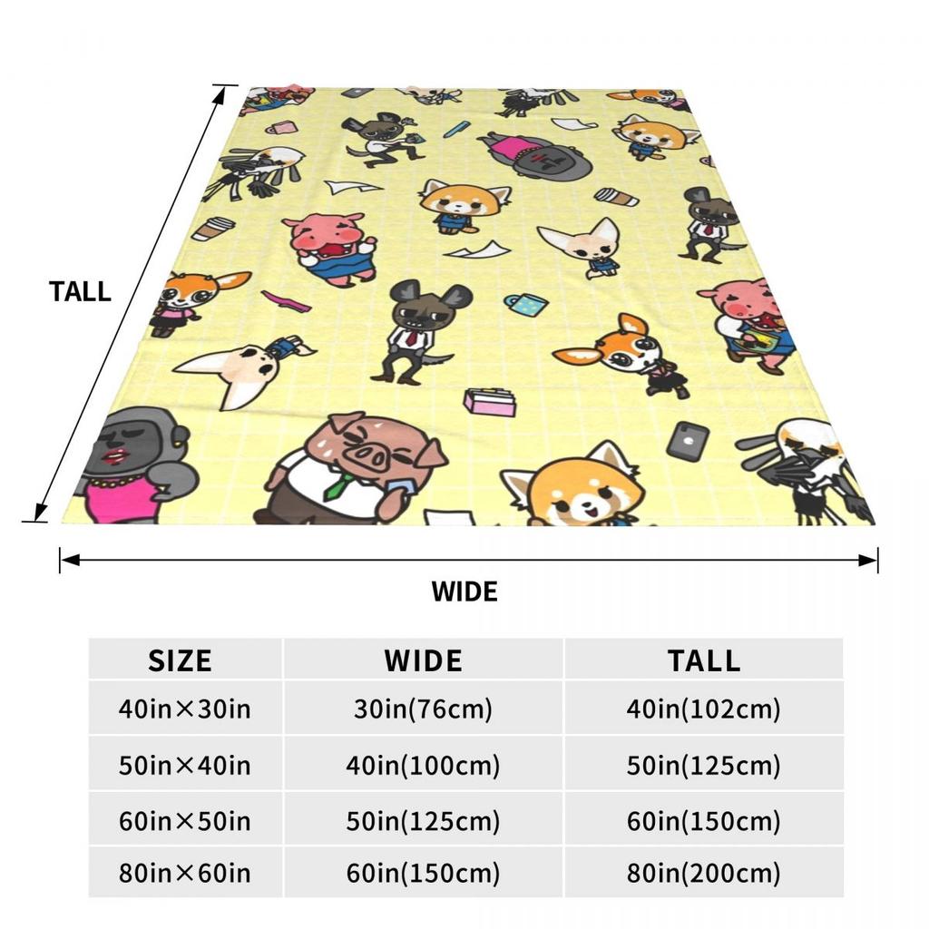 Aggretsuko Blanket Quality Soft Throw Blanket Autumn Travel Couch Chair Pattern Bedspread