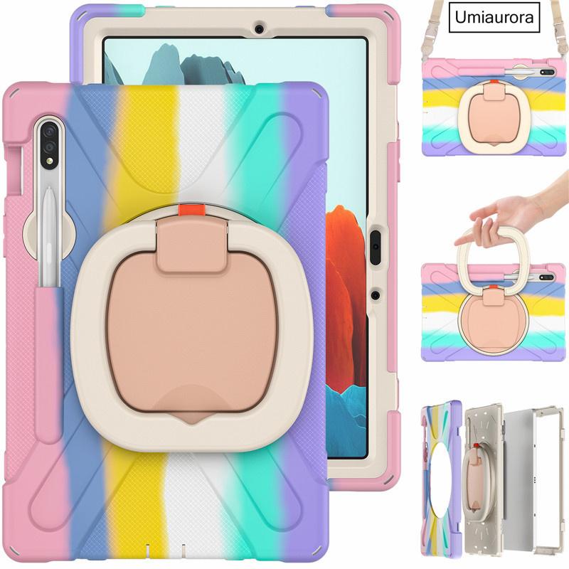 For Samsung Tab S10 FE 10.9 S7 S8 Plus S9 Ultra SM-X920 X820 X520 Heavy Duty Rugged Tablet Case Pull Ring Stand Shockproof Funda