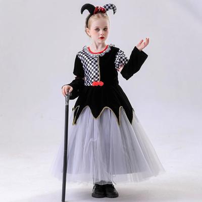 Kinder Halloween Kostüm Juni 1 Mädchen Clown Karomuster Kleid Maskenball Party Kostüm