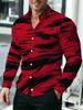 Retro Mondrian Geometric Patchwork Printed Men's Long Sleeved Shirt Slim Fit Business Casual Art Style Shirt