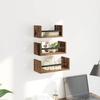 Wall Shelf Set with Shelf 3 pcs Reclaimed Wood Look 40 x 16 x 14 cm Wood Based Material