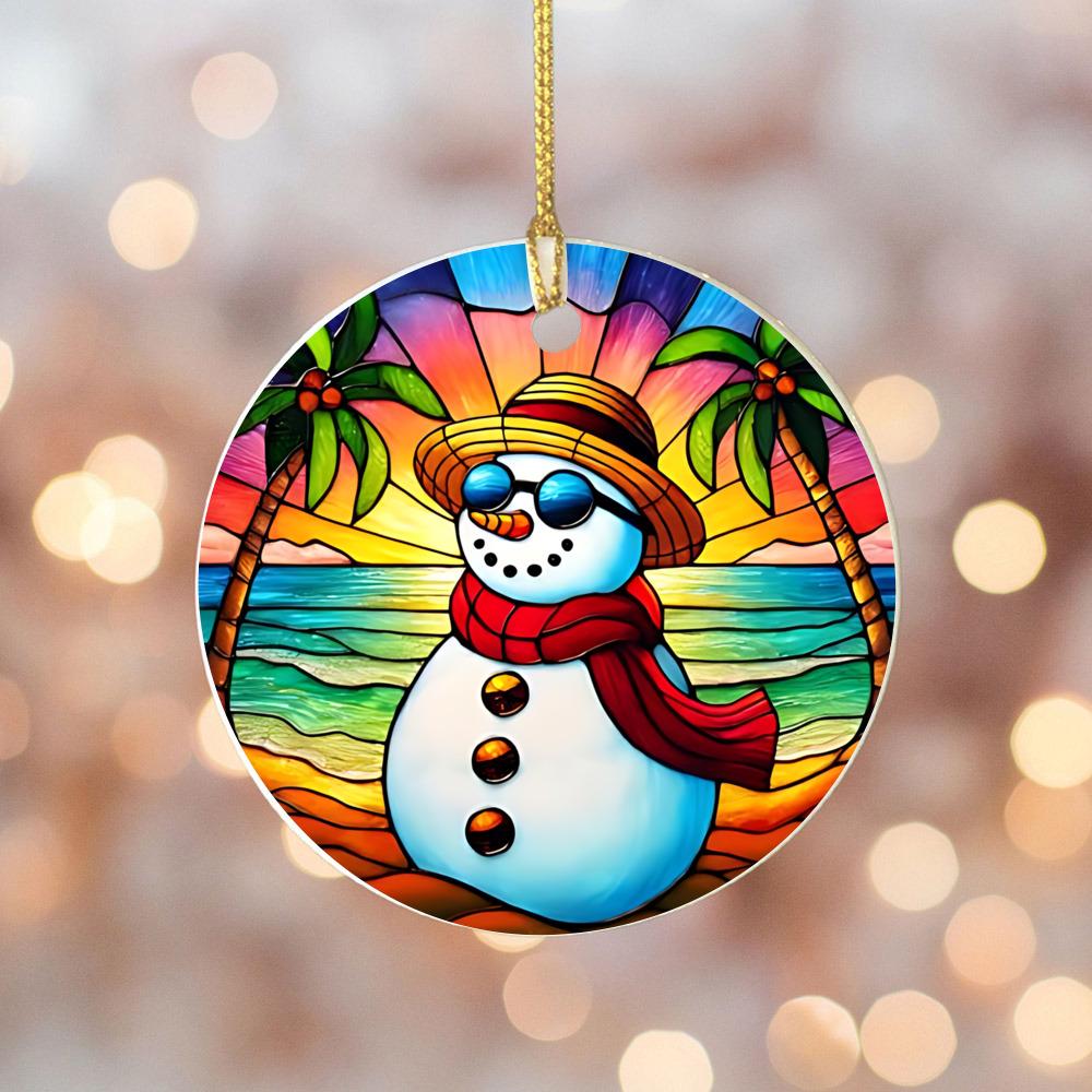 Christmas 2025 Ornament Christmas Decoration Holiday Gift Idea Round Ceramic Ornament Gift Exchange Xmas Tree Decor