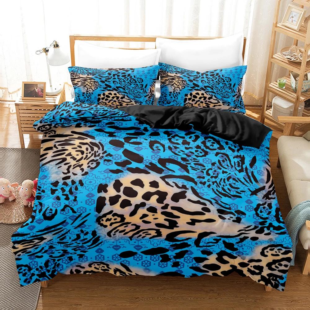Gold Chain Leopard Leopard Print Comforter Cover King Size Women Cheetah Duvet Cover Set Home Hotel Room Soft Bedding Sets 3D