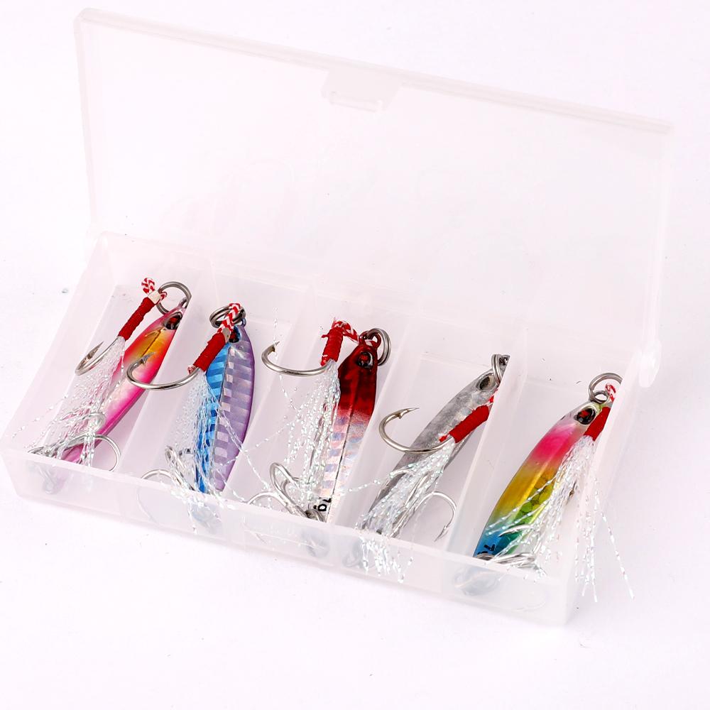 FTK 5pcs Jigs Fishing Lures Sinking Metal Spoons Micro Jigging Bait