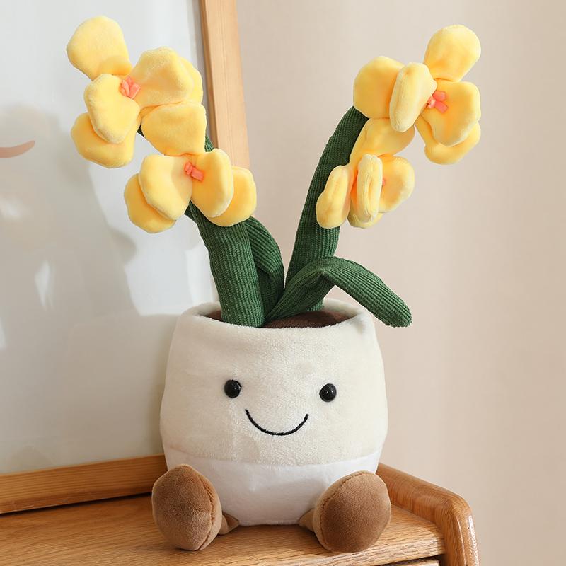Cute And Charming Cartoon Sunflower Plush Doll Potted Plant Tulip Succulent Hyacinth Cactus Plush Toy Home Decor Present Designed For Boys Plus Girls
